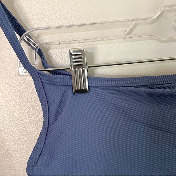 NWOT New J. crew Ribbed One Strap One Piece Swimsuit 0 Retro Blue Clean Lines - Picture 6 of 14